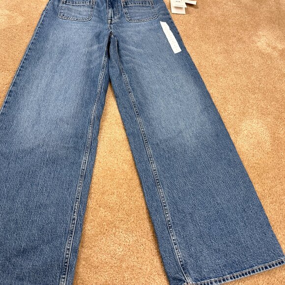Free Assembly Patch Pocket Jeans Womens Blue Wide Leg Medium Wash Size 6 NWT New - Picture 2 of 10